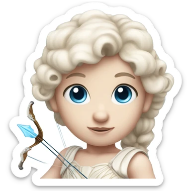 Realistic Pale cute cupid blue eyes holding arrow  sticker