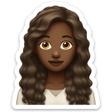 Black girl with long brown hair sticker