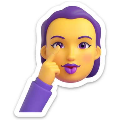yellow face placing an index finger over pursed lips while winking and nodding sticker