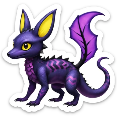 Scaley Exotic Salandit-Noibat-Umbreon-Fakémon-hybrid-creature (full body)  sticker