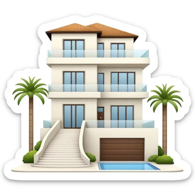 white 3 floor modern luxurious villa sticker