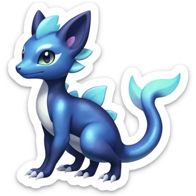 Shiny pastel Nebulae Salandit-Meowstic-Noibat-Fakémon-hybrid-creature (full body)  sticker