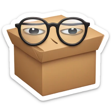 box with glasses on a big heart  sticker