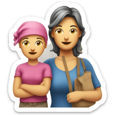 Mamma e figlia bionde in giro per la città  sticker