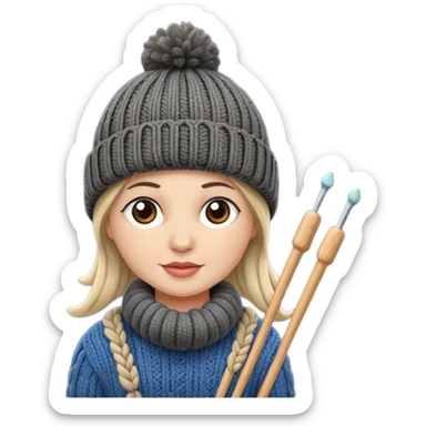 Knitted hat with knitting needles sticker