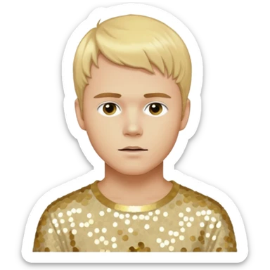 Brady Corbet as Brian Lackey from Mysterious Skin with light skin, golden blonde hair, cream sequin outfit sticker