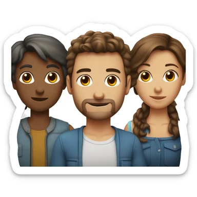 Câlin entre deux adultes une brune et un brun sticker