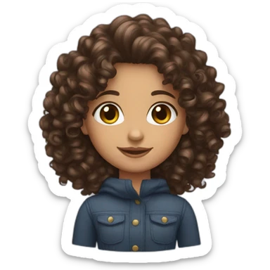 curly brunet girl sticker