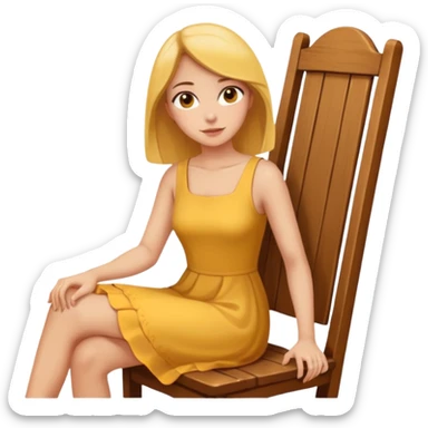 a yellow woman sitting on a chair sticker