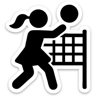 Add a volleyball net to the scene, keeping a minimal flat icon style with no background, simple and clean design. sticker