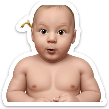 topless male with bird sticker