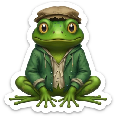 homeless poor frog sticker