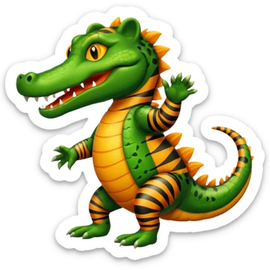 Alligator qui danse avec un tigre  sticker