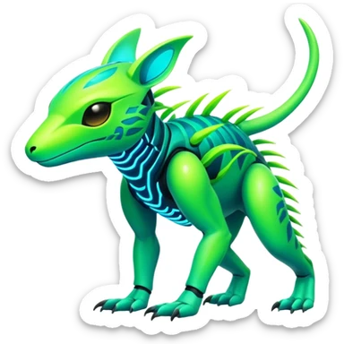 Tropical futuristic lush neon Fionbri-Vernid-creature (full body) sticker