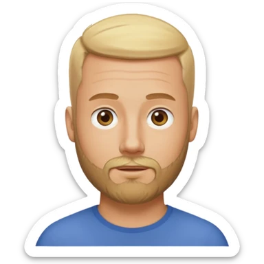 30 year old blonde white man with beard, tan, buzz hair sticker