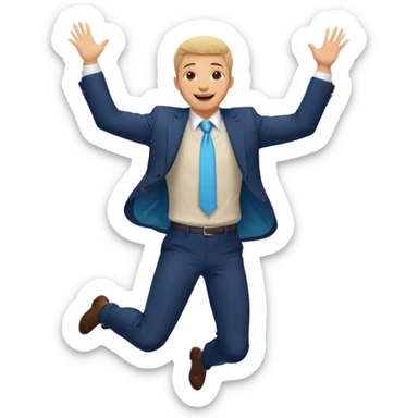 a man in a formal suit jumps with joy sticker