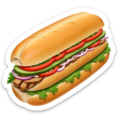 A delicious Vietnamese sandwich banh mi with chilli sticker