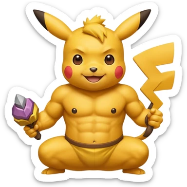 jacked up pikachu sticker