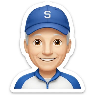 émoji d'un coach plutot agé sportif avec une casquette de sport sticker