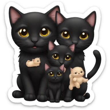 Black cats with baby kittens sticker