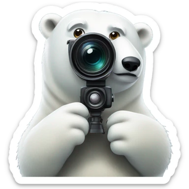 Polar bear with a camera and long lense sticker