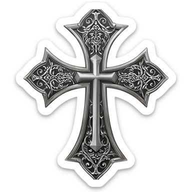 Silver knight templar cross sticker