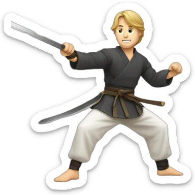 man practicing historical European martial arts with a sword sticker