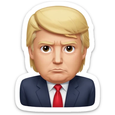 donald trump but his head is square, like a wooden block sticker
