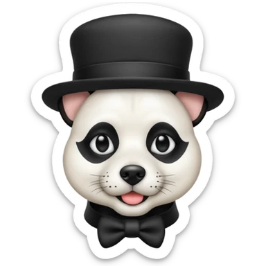 dog mime performer with hat sticker