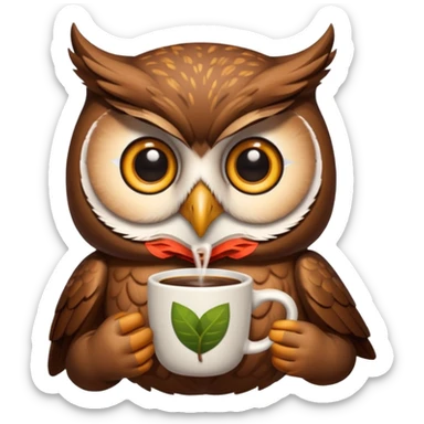 kahve içen baykuş sticker