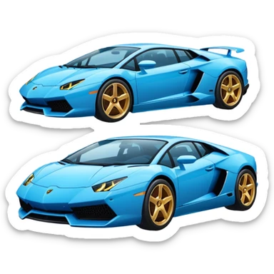 Make a sports car emoji lambo blue a light blue combo for the color sticker