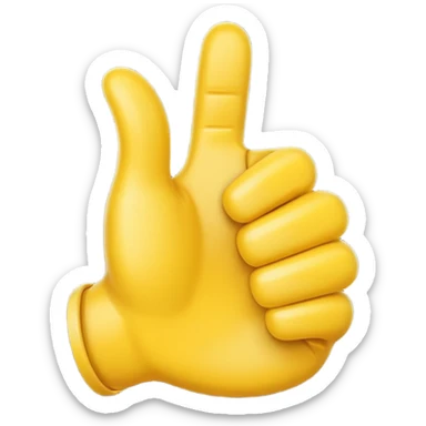 Apple-style 3D illustration of a single yellow emoji hand giving a thumbs up gesture, glossy and rounded, centered on a clean white background, soft shadow underneath, isolated and minimal design sticker