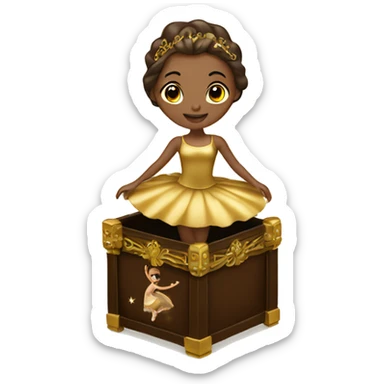  brown ballerina in a gold music box sticker