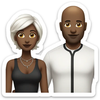 Bald black man next to his black wife full body sticker