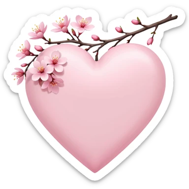 white heart emoji with a sakura branch sticker
