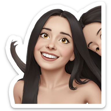 smiling girl with long hair sticker