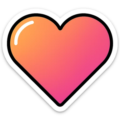 gradient heart icon, modern icon style, clean lines, glassy effect, no text sticker