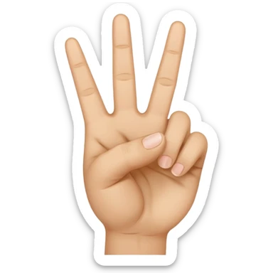 A piece hand sign with the thumb open . With 3 fingers closed. 2 open for the piece and the thumb open sticker