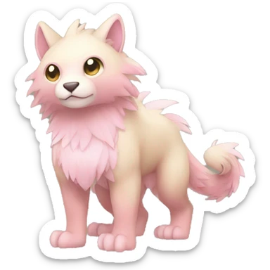 Cute cool beige pink animal hybrid Fakemon full body sticker