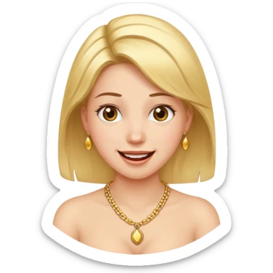 Female with Gold Necklace, fair skin, different expressions sticker
