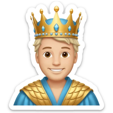 King – shell crown + sea-blue robe sticker
