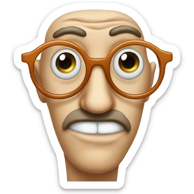 Nose with two googly eyes and a pair of round glasses sticker