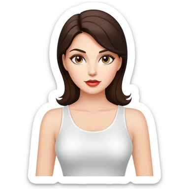 Rich sassy glam brunette woman, super beautiful. Tight white top sticker