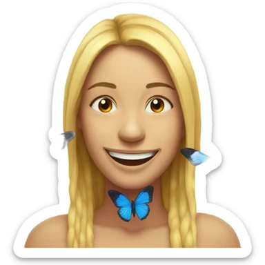 Butterflies on smiling emoji sticker