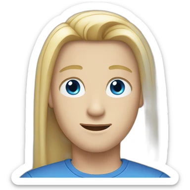 blue-eyed male teen-ager with long straight blond hair sticker