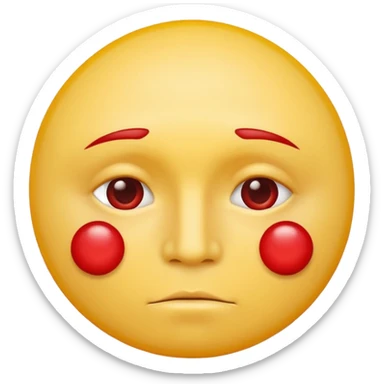 A circular yellow face with many close together red face herpes sores sticker