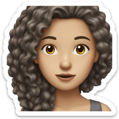 White girl with long dark brown hair and brown eyes sticker