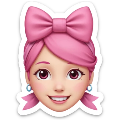 Blushing emoji with bow on head sticker