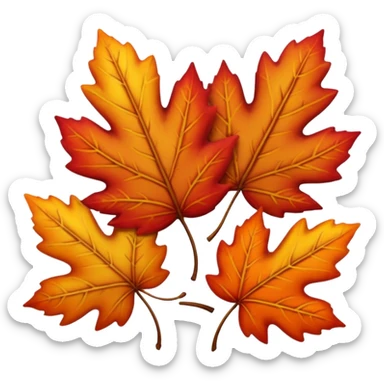Red-orange-yellow-brown-gradients autumn leaves sticker