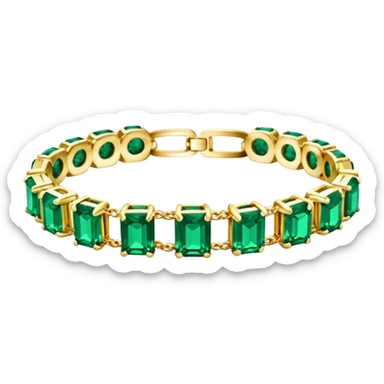 Van Cleef emerld green, luxury, glamorous, sparkling, ultra realistic, highly detailed, isolated, 3D rendering, 14k gold bracelet. 8k  sticker